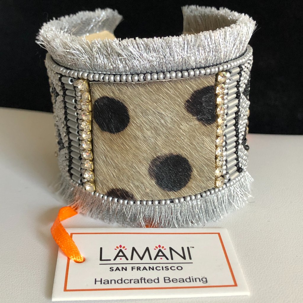Lamani Sf Handcrafted Faux Leather Embellished Cuff Bracelet